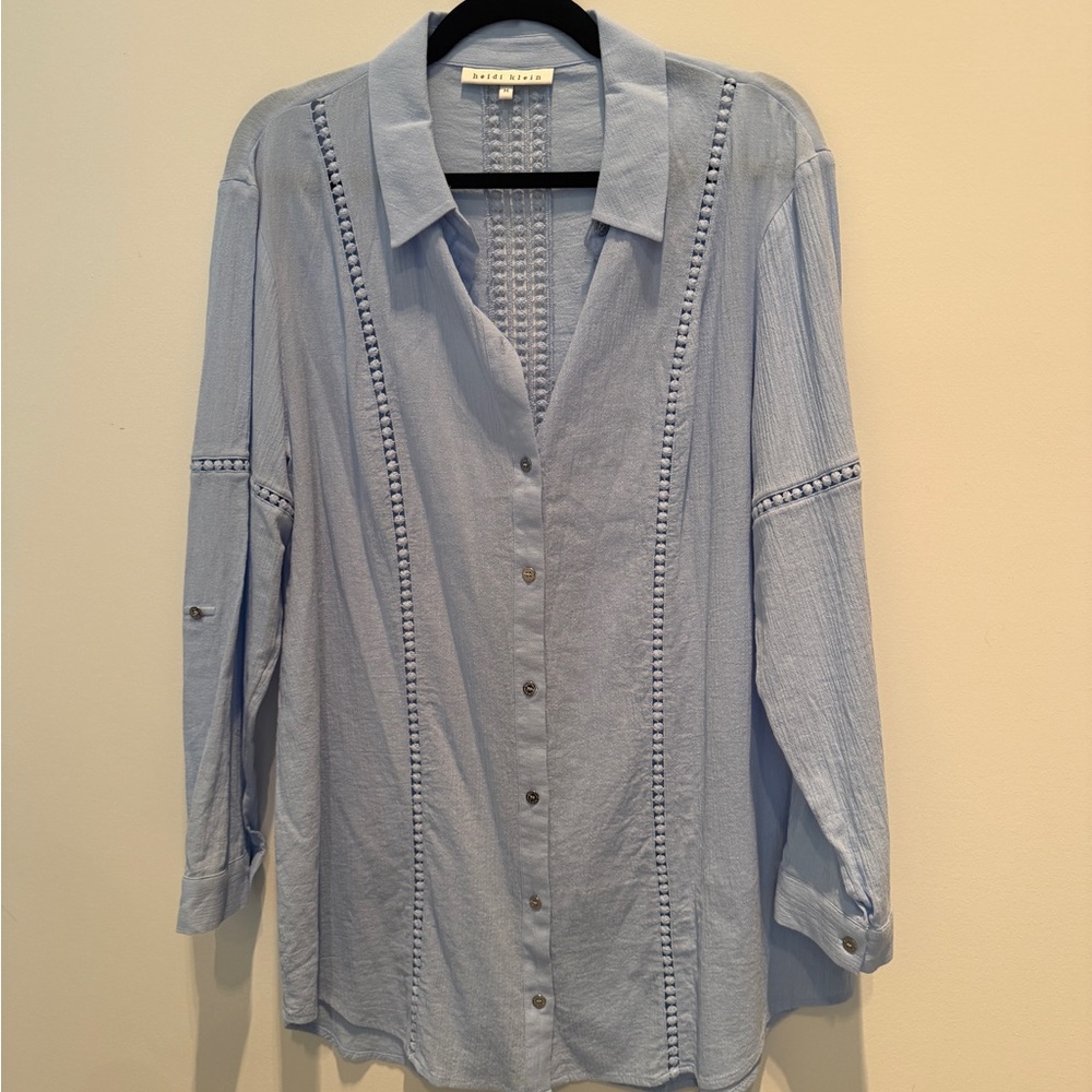 Blue Beach Button-Up Women Top